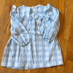 bella bliss Light Blue Gingham Long Sleeve Bow Top
